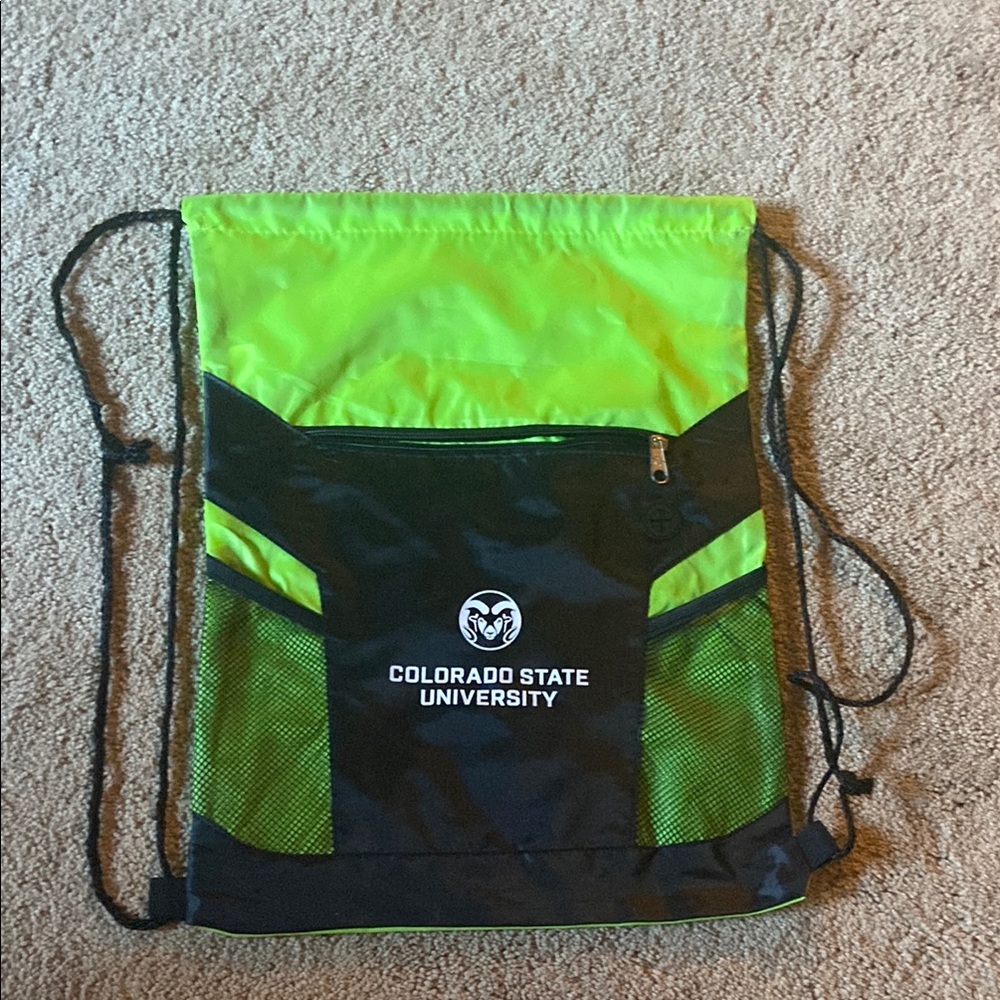 Green and Black Drawstring Bag